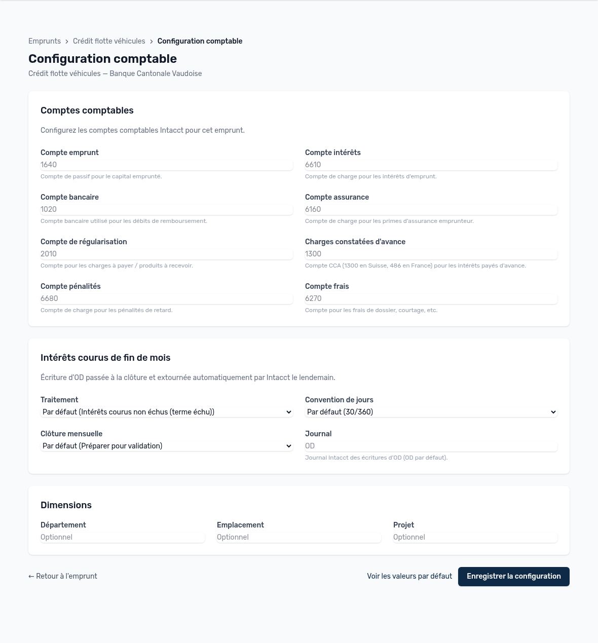 Configuration comptable d’un emprunt