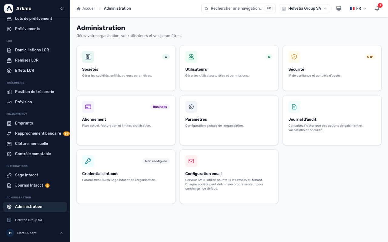 Page d’accueil de l’administration