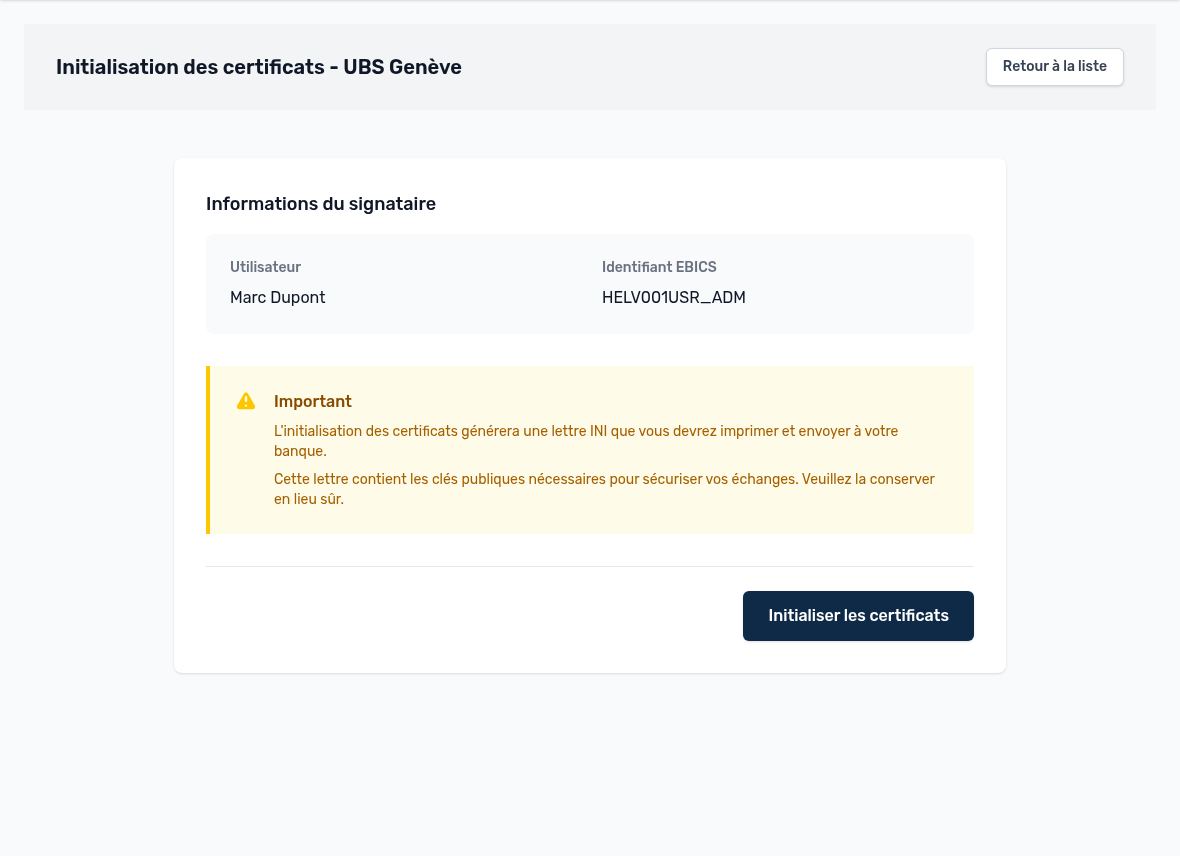 Initialisation des certificats d’un signataire