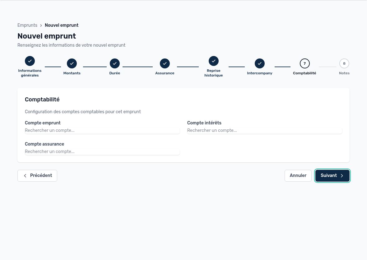 Étape 7 : comptes comptables Intacct