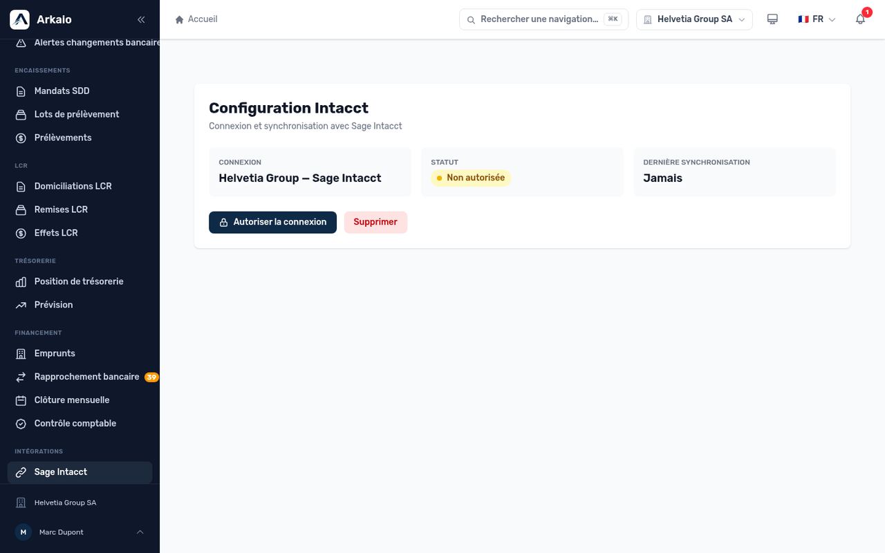 Page de connexion Sage Intacct